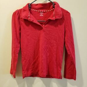 Gymbyaree Red Long Sleeve Polo Shirt with Heart Collar Size 10